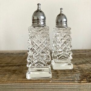Cut glass salt and pepper shakers